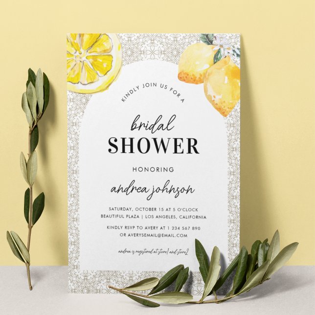 Mediterranean Italian Tile & Lemon Bridal Shower Invitation (Creator Uploaded)