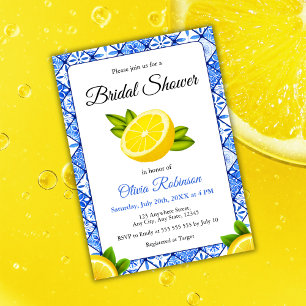 Mediterranean Italian Tile Lemon Bridal Shower Invitation