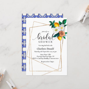 Mediterranean Italy Blue Tiles Bridal Shower Invitation