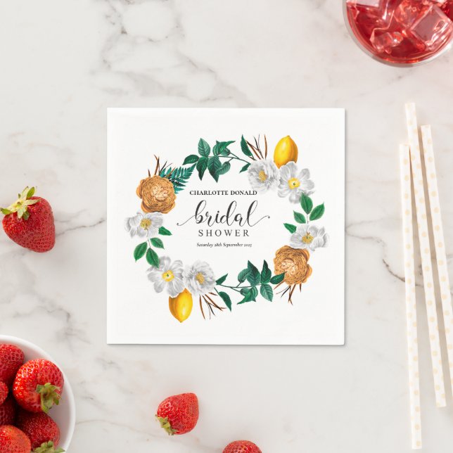 Mediterranean Italy Blue Tiles Bridal Shower  Napkin (Insitu)