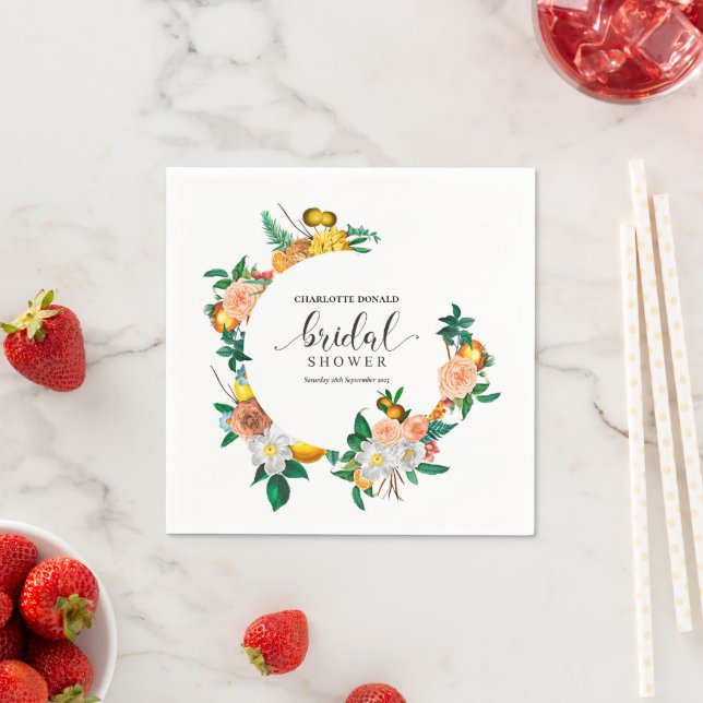 Mediterranean Italy Blue Tiles Bridal Shower  Napkin (Insitu)