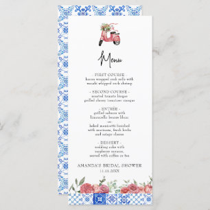 Mediterranean Italy Floral Pink Bridal Shower Menu