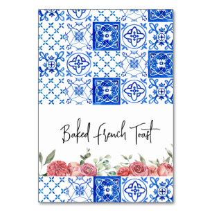 Mediterranean Italy Floral Pink Bridal Shower  Table Number