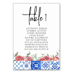 Mediterranean Italy Floral Pink Seating Chart Card