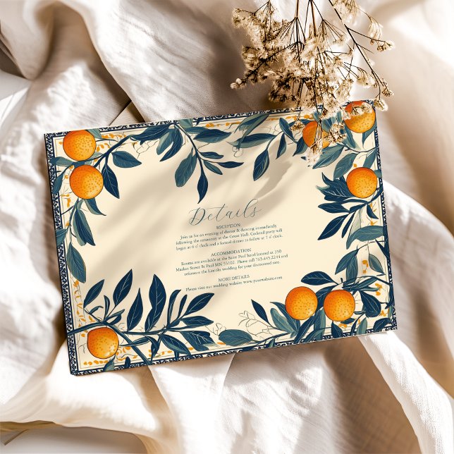 Mediterranean Italy Greece Lemon Vibrant Wedding Enclosure Card (Creator Uploaded)