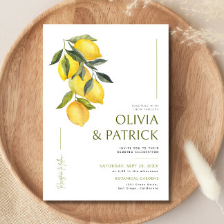 Mediterranean Italy Greece Lemon Vibrant Wedding Invitation