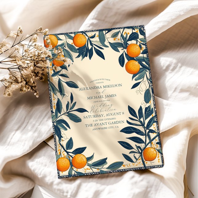 Mediterranean Italy Greece Lemon Vibrant Wedding Invitation (Creator Uploaded)