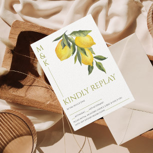 Mediterranean Italy Greece Lemon Vibrant Wedding RSVP Card