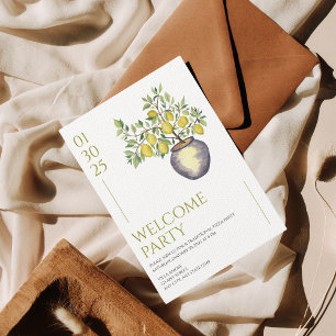 Mediterranean Italy Lemon Vibrant Welcome Party Invitation