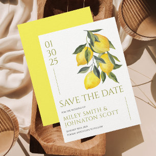 Mediterranean Italy Lemon Wedding Save the Date
