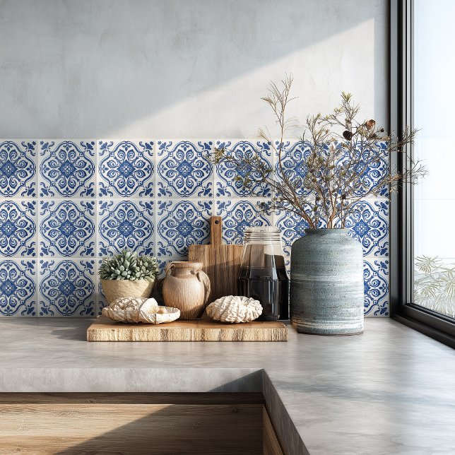 Mediterranean Kitchen Azulejo Pattern Backsplash Ceramic Tile (Creator Uploaded)