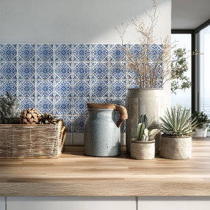 Mediterranean Kitchen Azulejo Pattern Backsplash Ceramic Tile