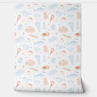 Mediterranean Kitchen Culinary Pattern Wallpaper