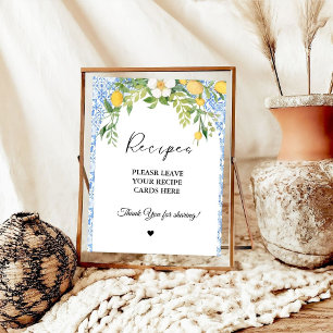 Mediterranean  Leave your Recipes Bridal shower Poster