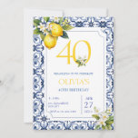 Mediterranean Lemon 40th Any Age Birthday  Invitation<br><div class="desc">🍋🎉 Introducing our Mediterranean Lemon Birthday Invitation! 🎉🍋 Celebrate your birthday in zestful style with our enchanting invitation, infused with the sunny spirit of the Mediterranean! Picture this: a vibrant burst of lemony freshness, reminiscent of sun-drenched orchards and azure skies, setting the perfect tone for a joyous celebration. Our invitation...</div>