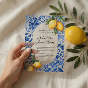 Mediterranean Lemon Acrylic Wedding Invitations