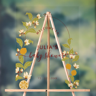 Mediterranean Lemon Amalfi Coast Baby Shower Acrylic Sign