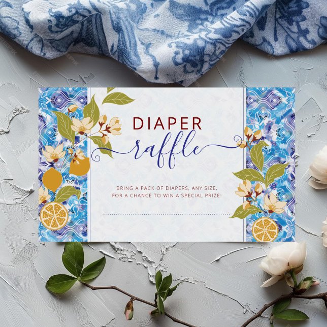 Mediterranean Lemon Amalfi Coast Baby Shower Enclosure Card (Creator Uploaded)