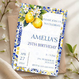 Mediterranean Lemon Amalfi Tiles Italian Birthday Invitation