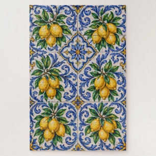 Mediterranean Lemon Azulejo Tile Jigsaw Puzzle