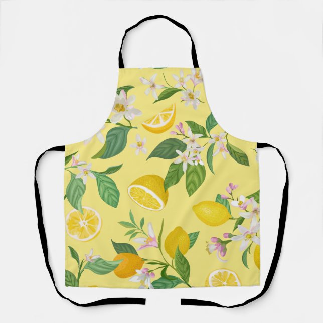  Mediterranean Lemon Blossom Apron - Vibrant Summe (Front)