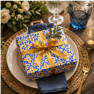 Mediterranean Lemon Blossom Ceramic Hand Painted Wrapping Paper