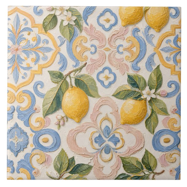 Mediterranean Lemon Blossom Tile Pattern (Front)