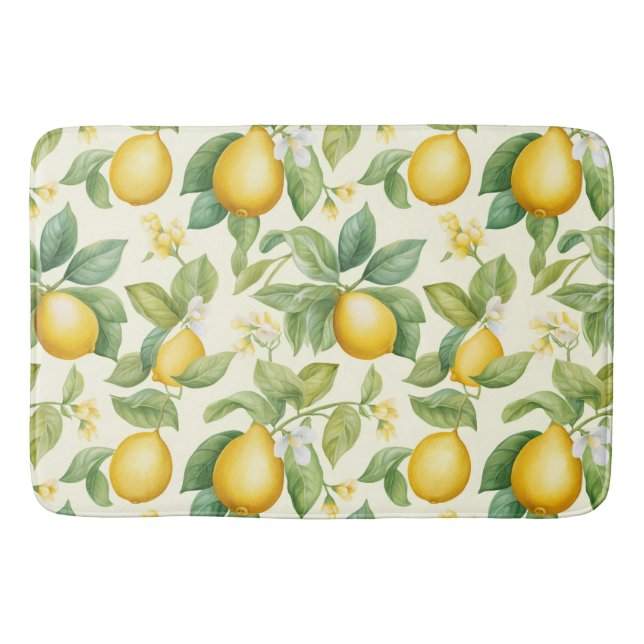 Mediterranean Lemon Blossoms Citrus Bath Mat (Front)