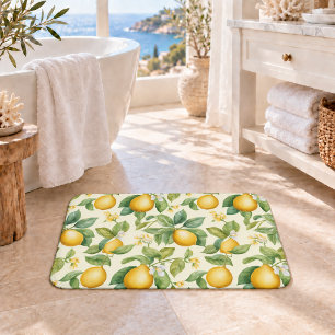 Mediterranean Lemon Blossoms Citrus Bath Mat