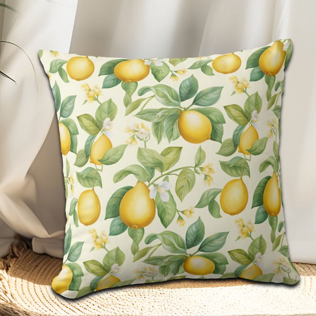 Mediterranean Lemon Blossoms Citrus Cushion (Creator Uploaded)