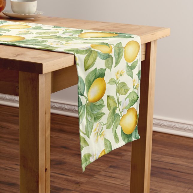 Mediterranean Lemon Blossoms Citrus Long Table Runner (In Situ)