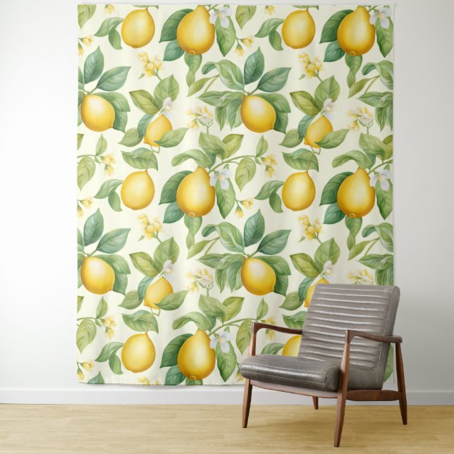 Mediterranean Lemon Blossoms Citrus Tapestry (In Situ)