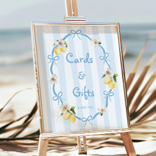 Mediterranean Lemon Blue Bows Cards and Gifts Poster