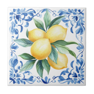 Mediterranean Lemon Blue Ceramic Tile
