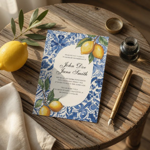 Mediterranean Lemon Blue Tile Invitation