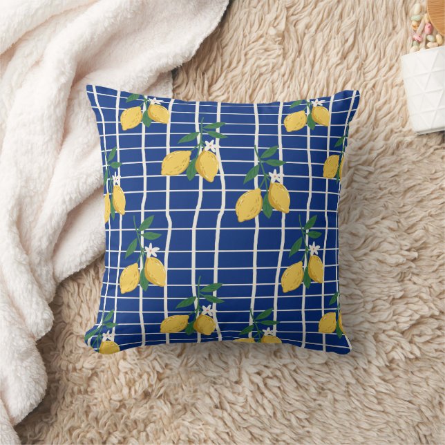 Mediterranean Lemon Branch Pattern Cushion (Blanket)