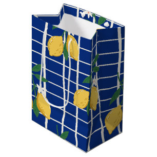 Mediterranean Lemon Branch Pattern Medium Gift Bag