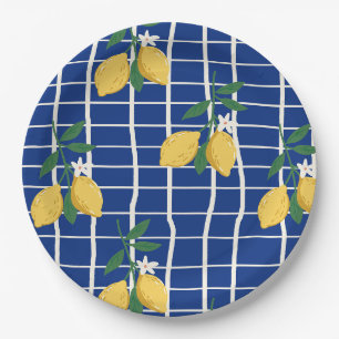 Mediterranean Lemon Branch Pattern Paper Plate