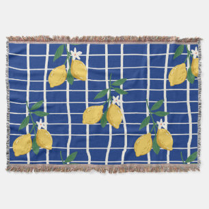 Mediterranean Lemon Branch Pattern Throw Blanket