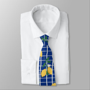 Mediterranean Lemon Branch Pattern Tie