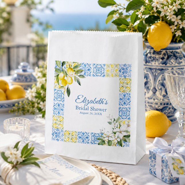 Mediterranean Lemon Bridal Shower Favour Bag (Mediterranean Lemon Bridal Shower Favor Bag)