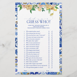 Mediterranean Lemon Bridal Shower Guess Who Game
