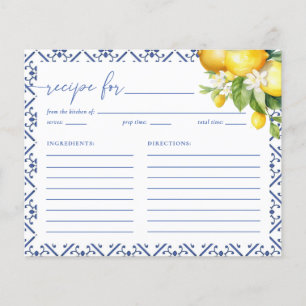 Mediterranean Lemon Bridal Shower Recipe Card