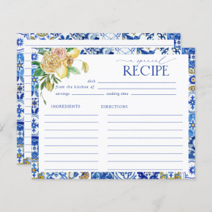 Mediterranean Lemon Bridal Shower Recipe Card