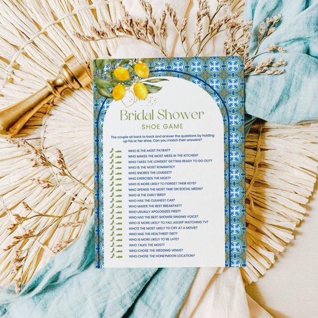 Mediterranean Lemon Bridal Shower Shoe Game Card (Creator Uploaded)