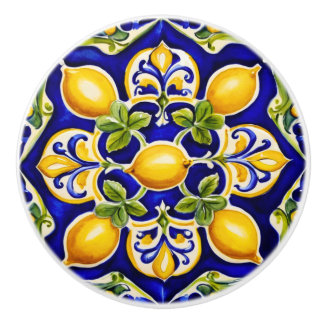 Mediterranean Lemon Ceramic Tile Knob