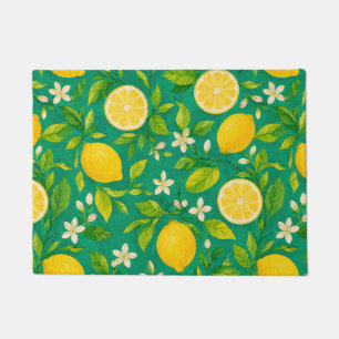 Mediterranean Lemon Citrus Seamless Pattern Doormat