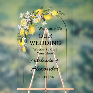 Mediterranean Lemon Citrus Wedding Collection Acrylic Sign