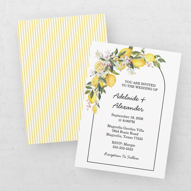 Mediterranean Lemon Citrus Wedding Collection Invitation (Creator Uploaded)