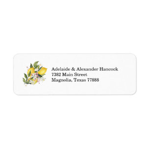 Mediterranean Lemon Citrus Wedding Envelope Return Address Label